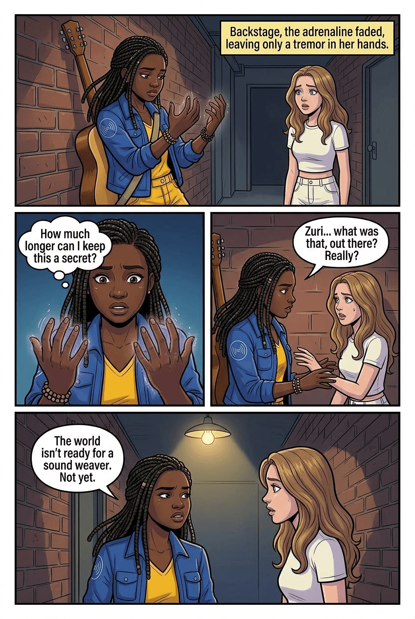 The Sound Weaver, page 5 of 5, Superhero style