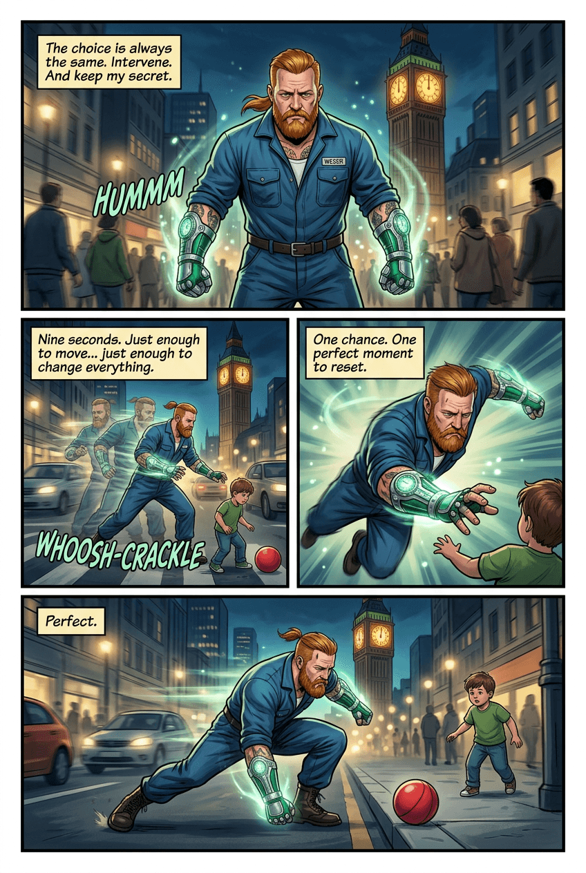 Nine Seconds, page 3 of 5, Superhero style