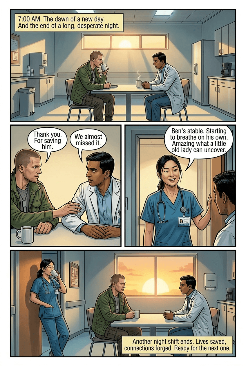 The Longest Night Shift, page 5 of 5, Slice of Life style