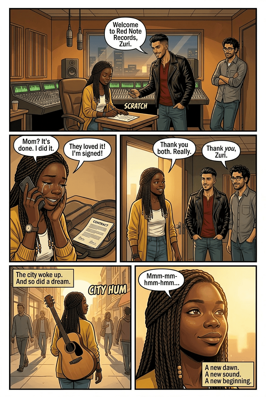 The Demo Tape, page 5 of 5, Graphic Novel style
