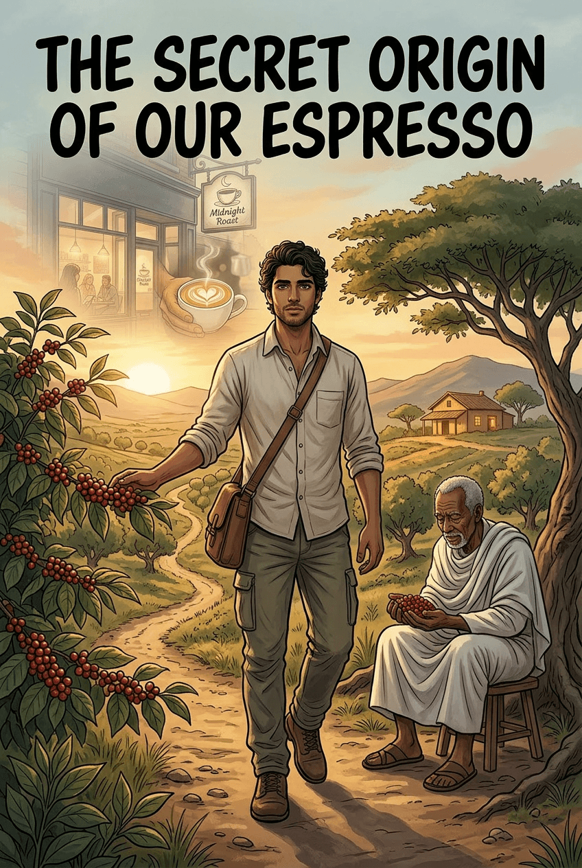 The Secret Origin of Our Espresso, a 5-page comic made with Comikaze