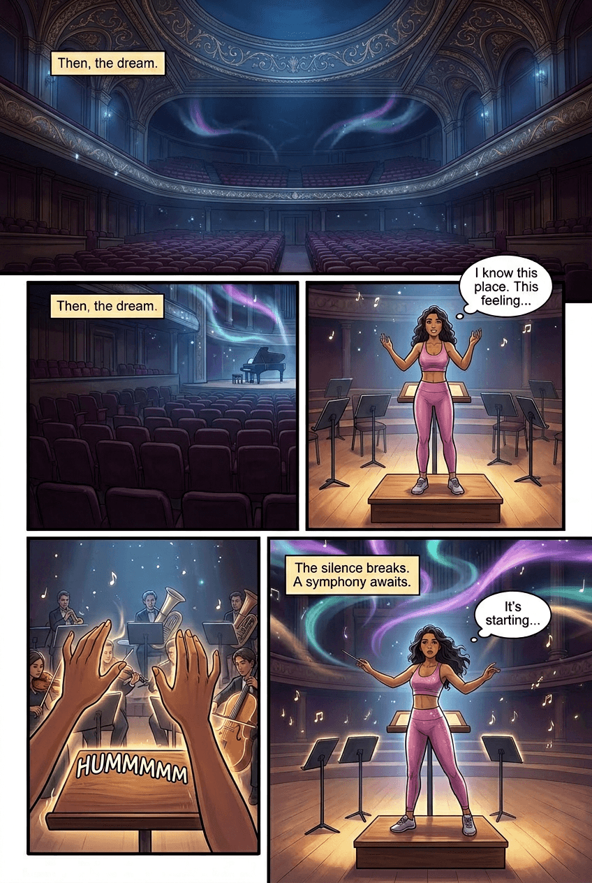 The Empty Concert Hall, page 2 of 5, Watercolor style