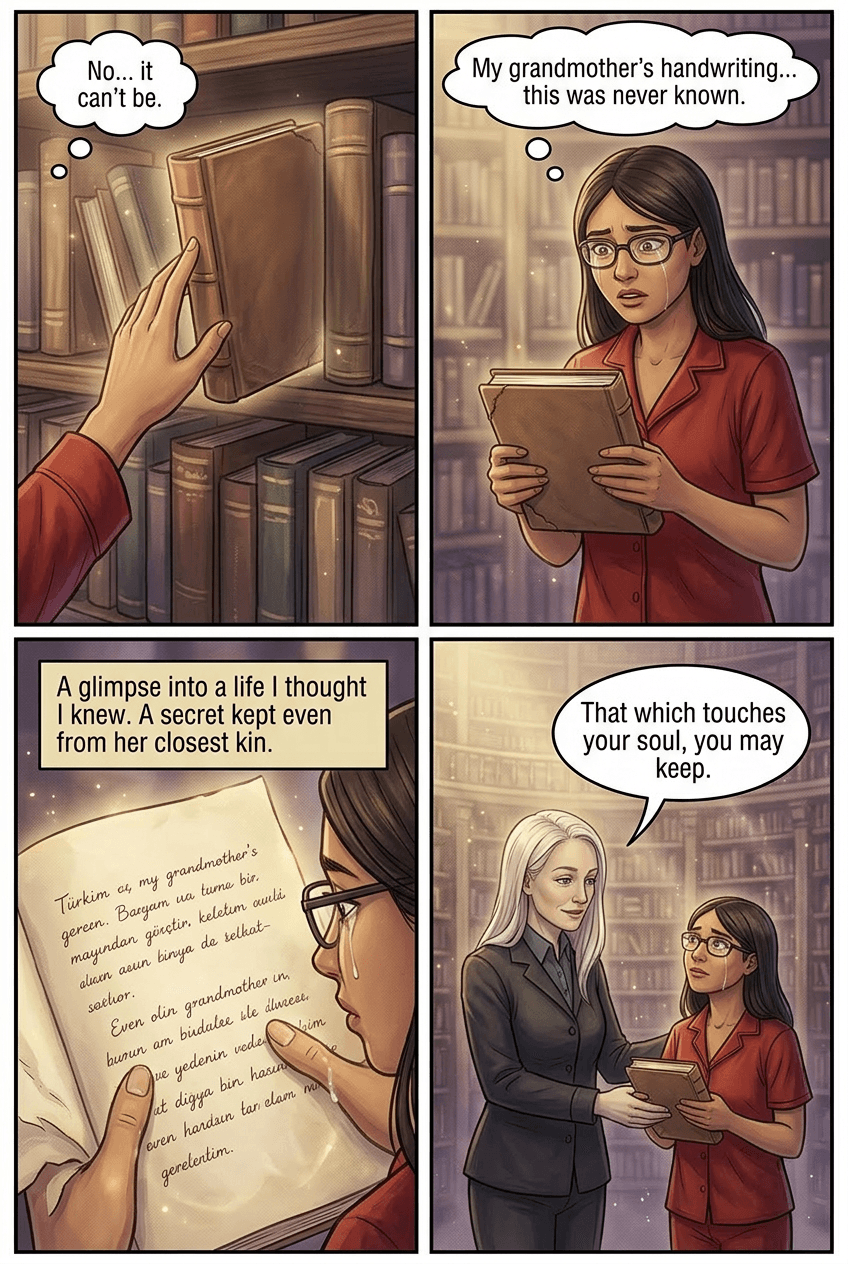 The Library at the End of the Hallway, page 4 of 5, Watercolor style
