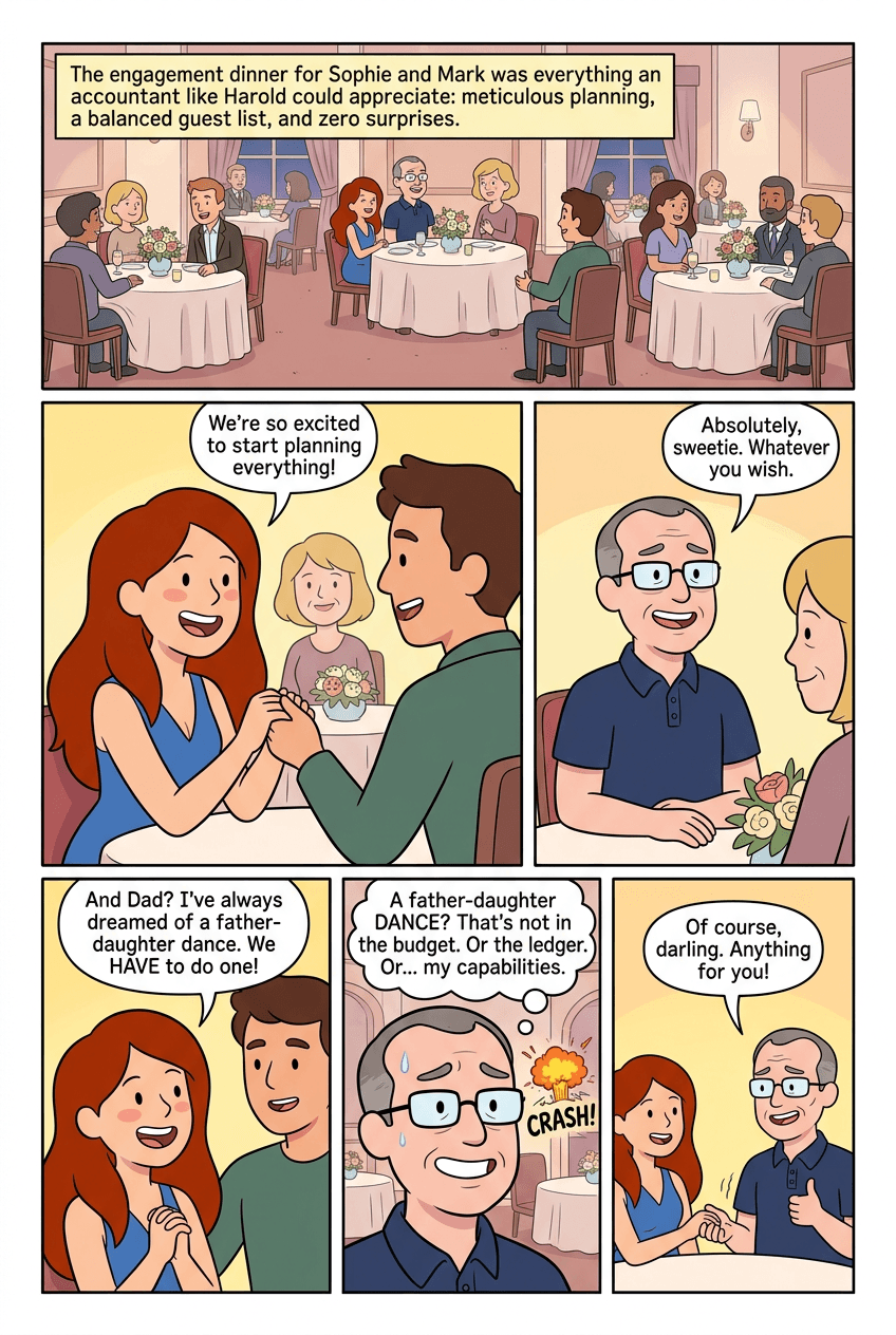Dad's Secret Shuffle, page 1 of 10, Modern Cartoon style
