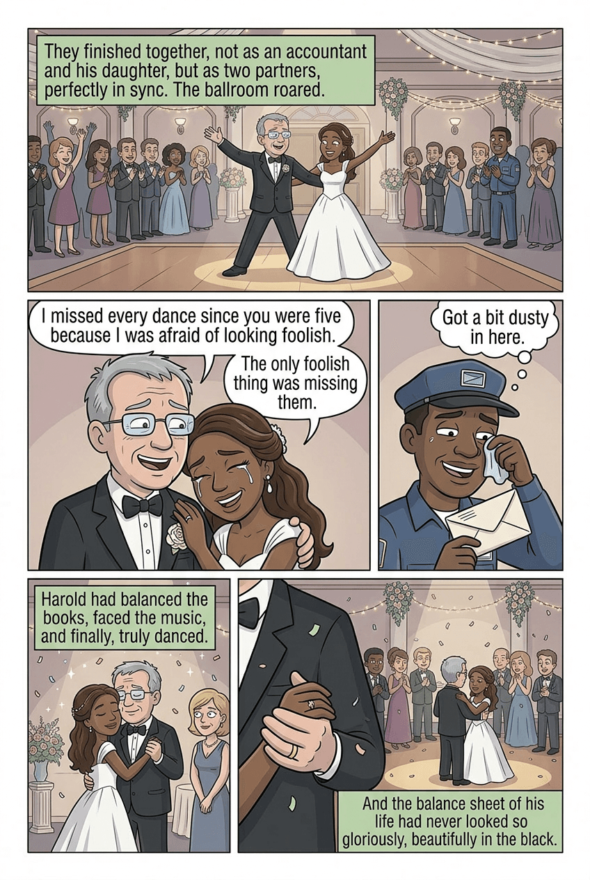 Dad's Secret Shuffle, page 10 of 10, Modern Cartoon style