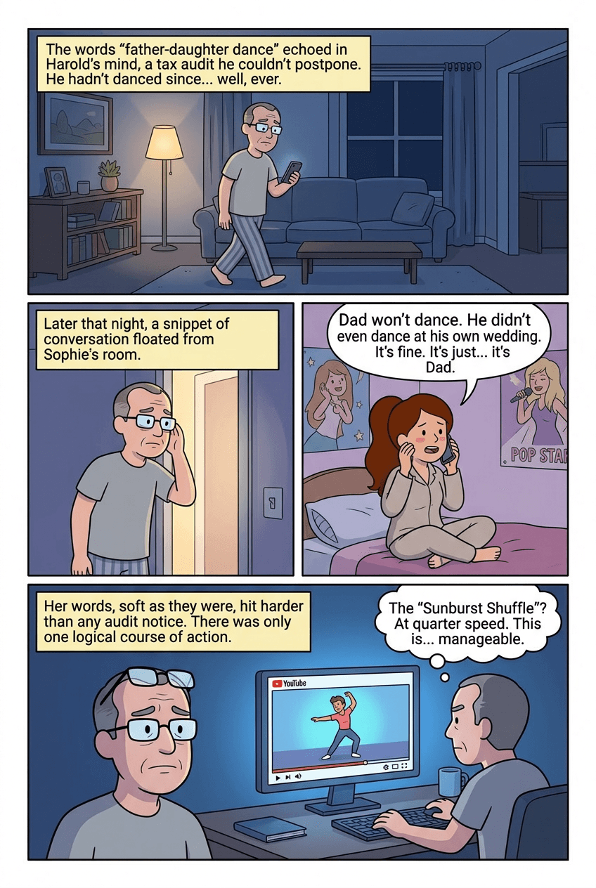 Dad's Secret Shuffle, page 2 of 10, Modern Cartoon style