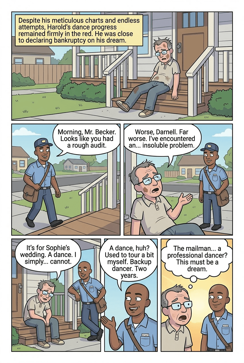 Dad's Secret Shuffle, page 4 of 10, Modern Cartoon style