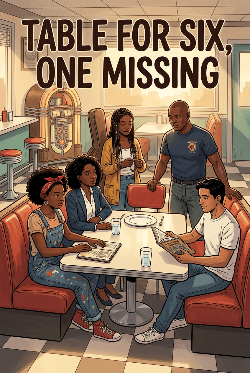 Table for Six, One Missing, a 5-page comic made with Comikaze