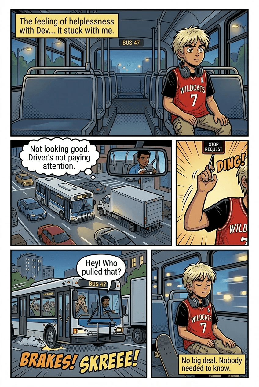 The Kid on Bus 47, page 6 of 10, Comic Book style