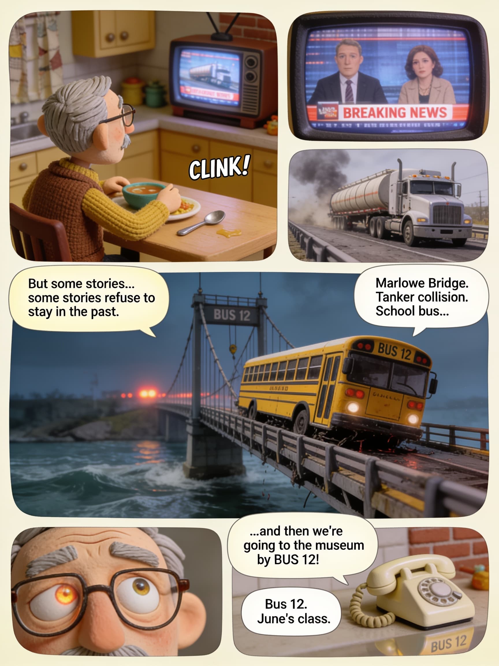 Grandpa's Cape, page 2 of 10, Claymation style