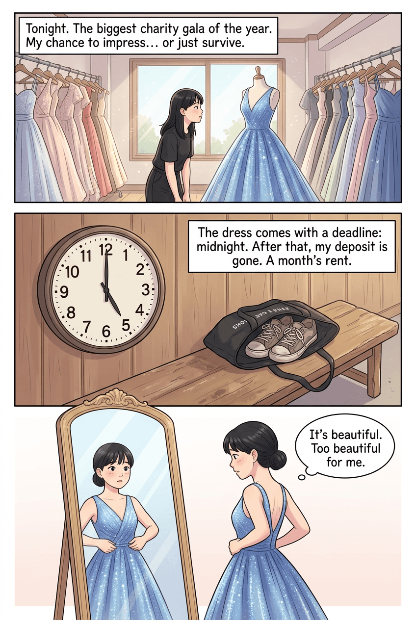 Cinderella, Last Train Home, page 1 of 8, Webtoon style