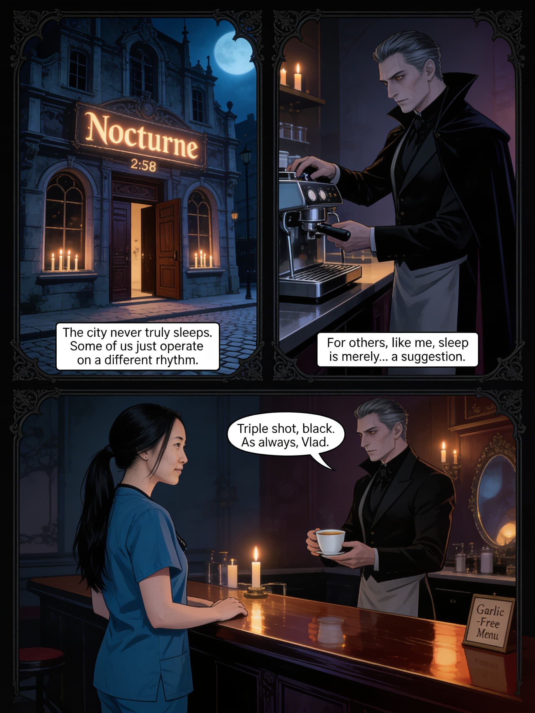 Dracula, Open Till Dawn, page 1 of 8, Velvet Gothic style