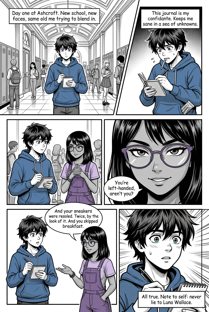The Case of the Missing Finals, page 1 of 8, Manga style