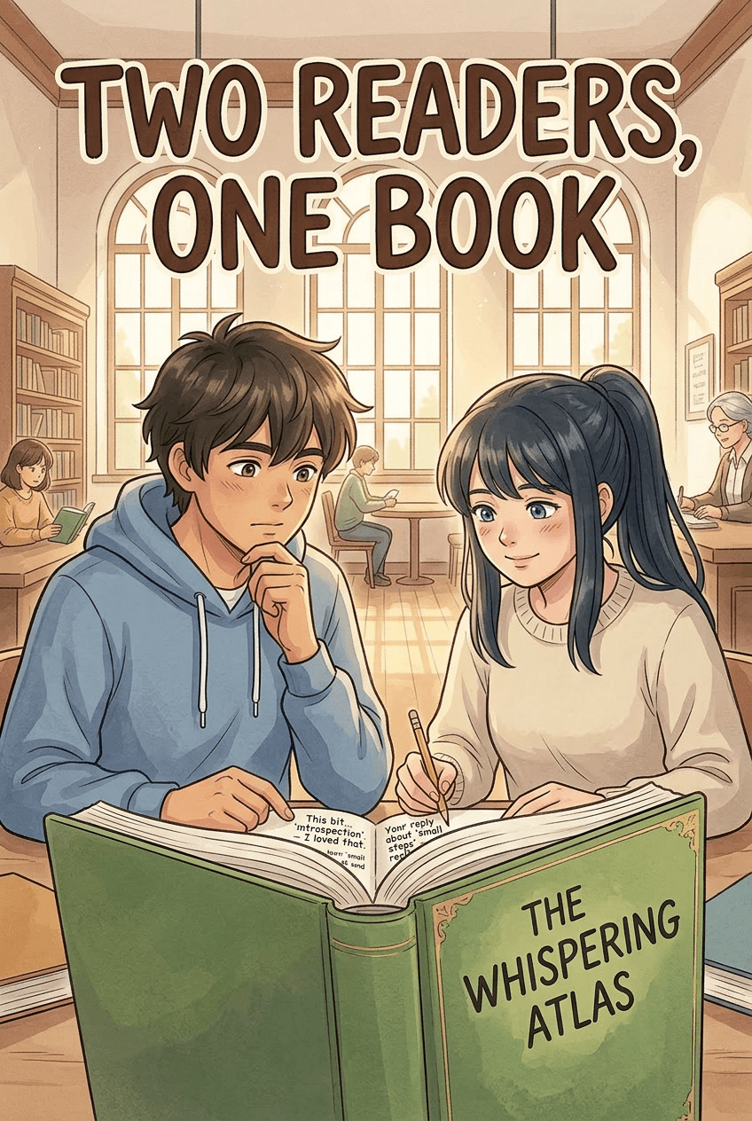 Two Readers, One Book, a 5-page comic made with Comikaze