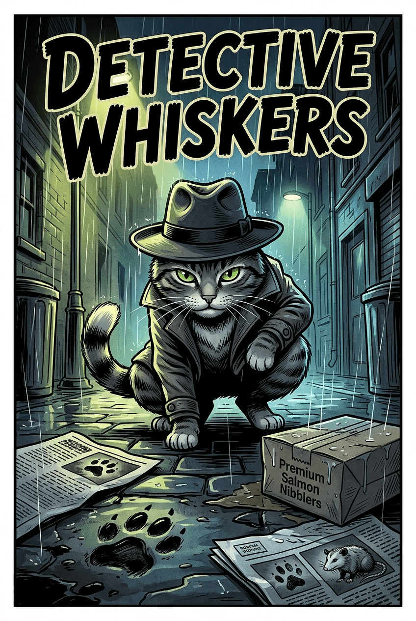 Detective Whiskers, a 5-page comic made with Comikaze
