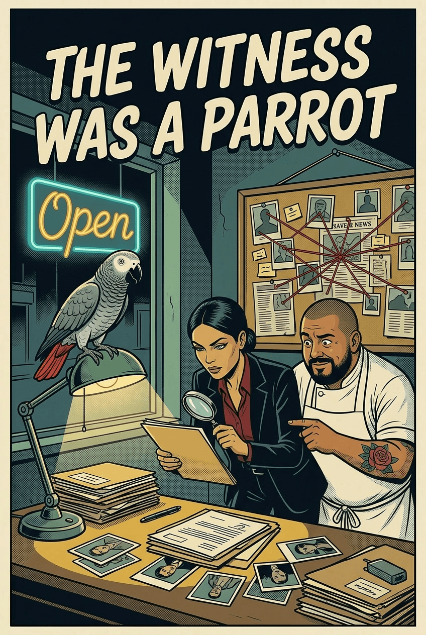 The Witness Was a Parrot, a 5-page comic made with Comikaze