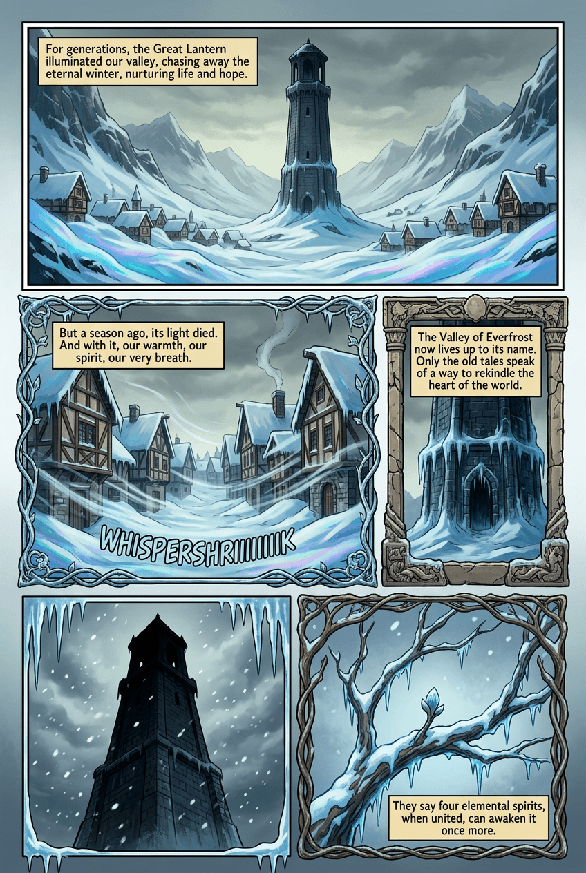 The Last Lantern, page 1 of 5, Fantasy Epic style