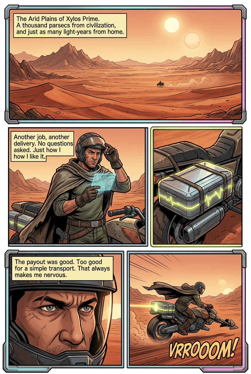 The Cargo Was Alive, page 1 of 5, Sci-Fi Space Opera style