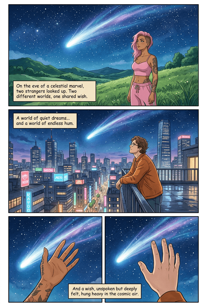 The Stars Swapped Us, page 1 of 5, Anime Film style