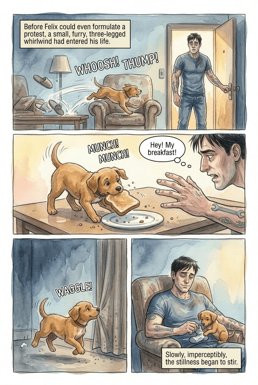 Three Legs and a Door, page 3 of 5, Watercolor style