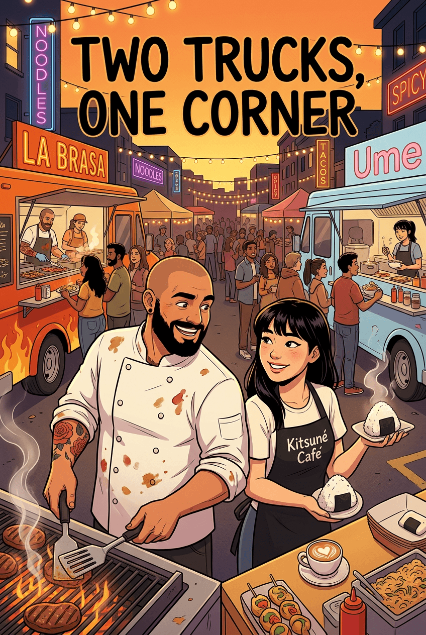 Two Trucks, One Corner, a 5-page comic made with Comikaze