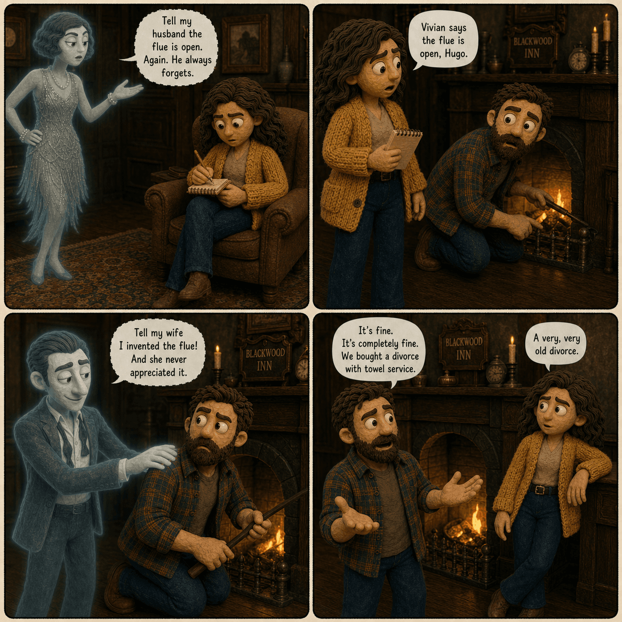 Check-In, page 4 of 9, Claymation style