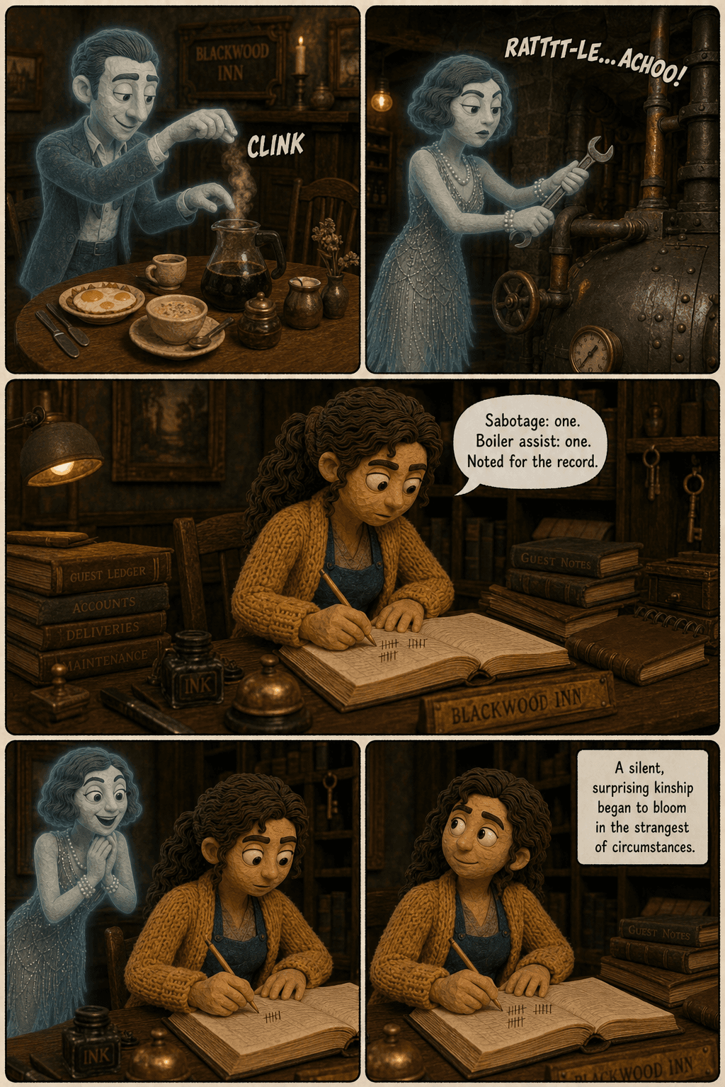 Check-In, page 5 of 9, Claymation style