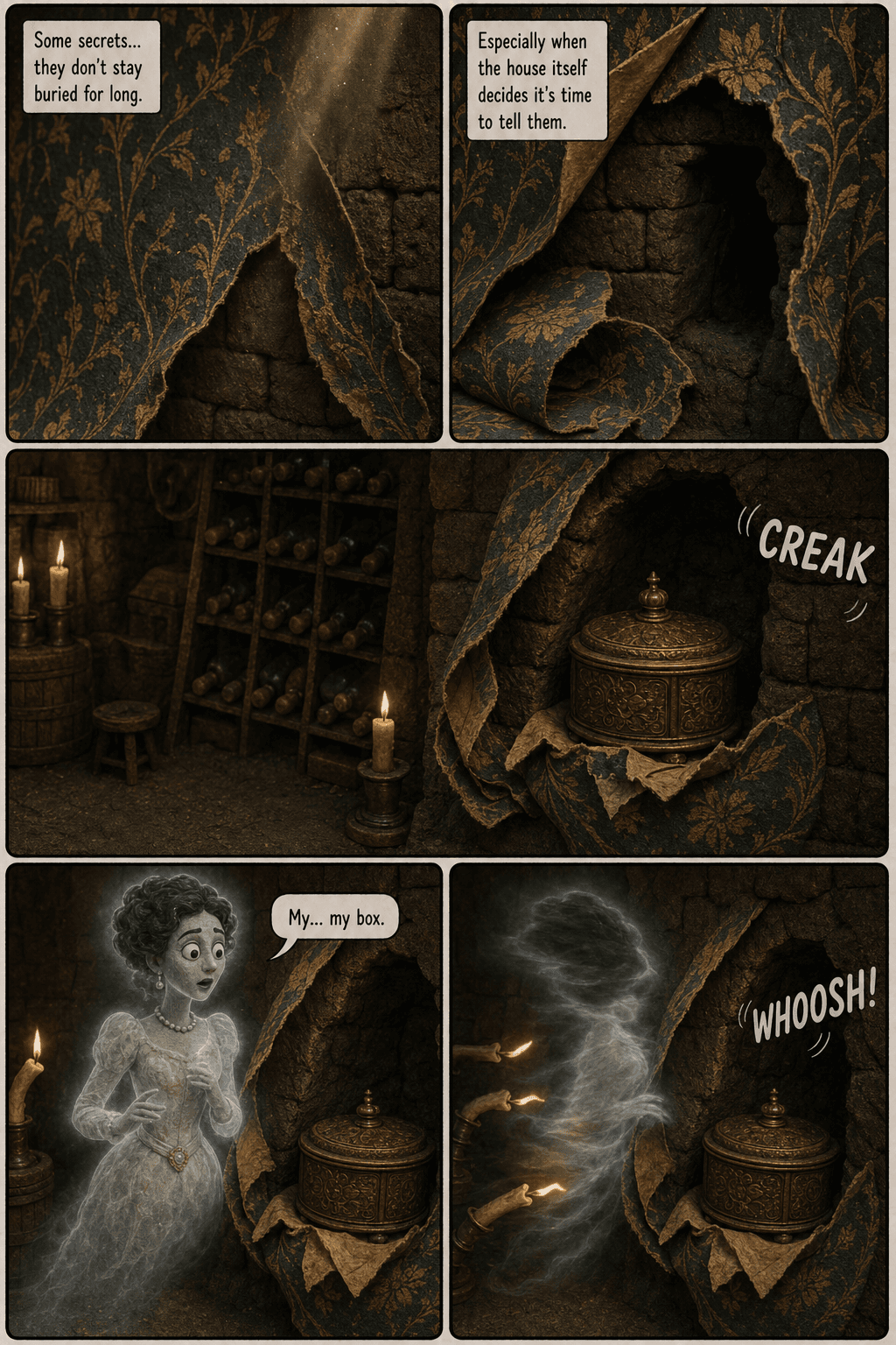 The Music Box, page 1 of 8, Claymation style