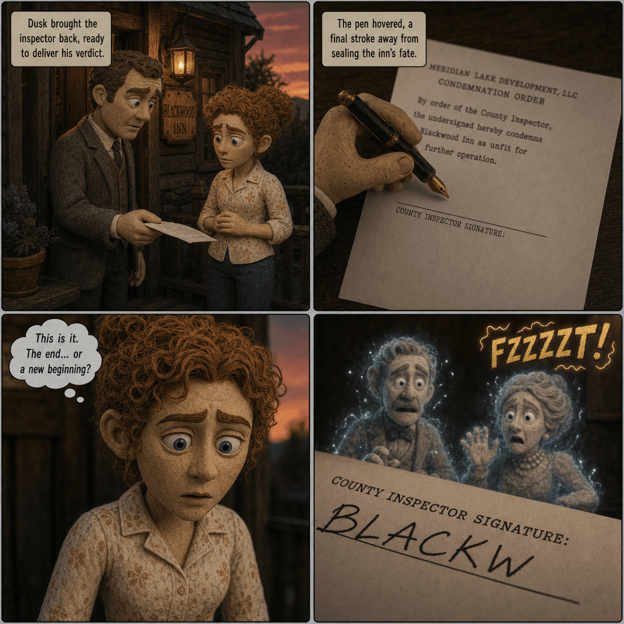 The Music Box, page 8 of 8, Claymation style