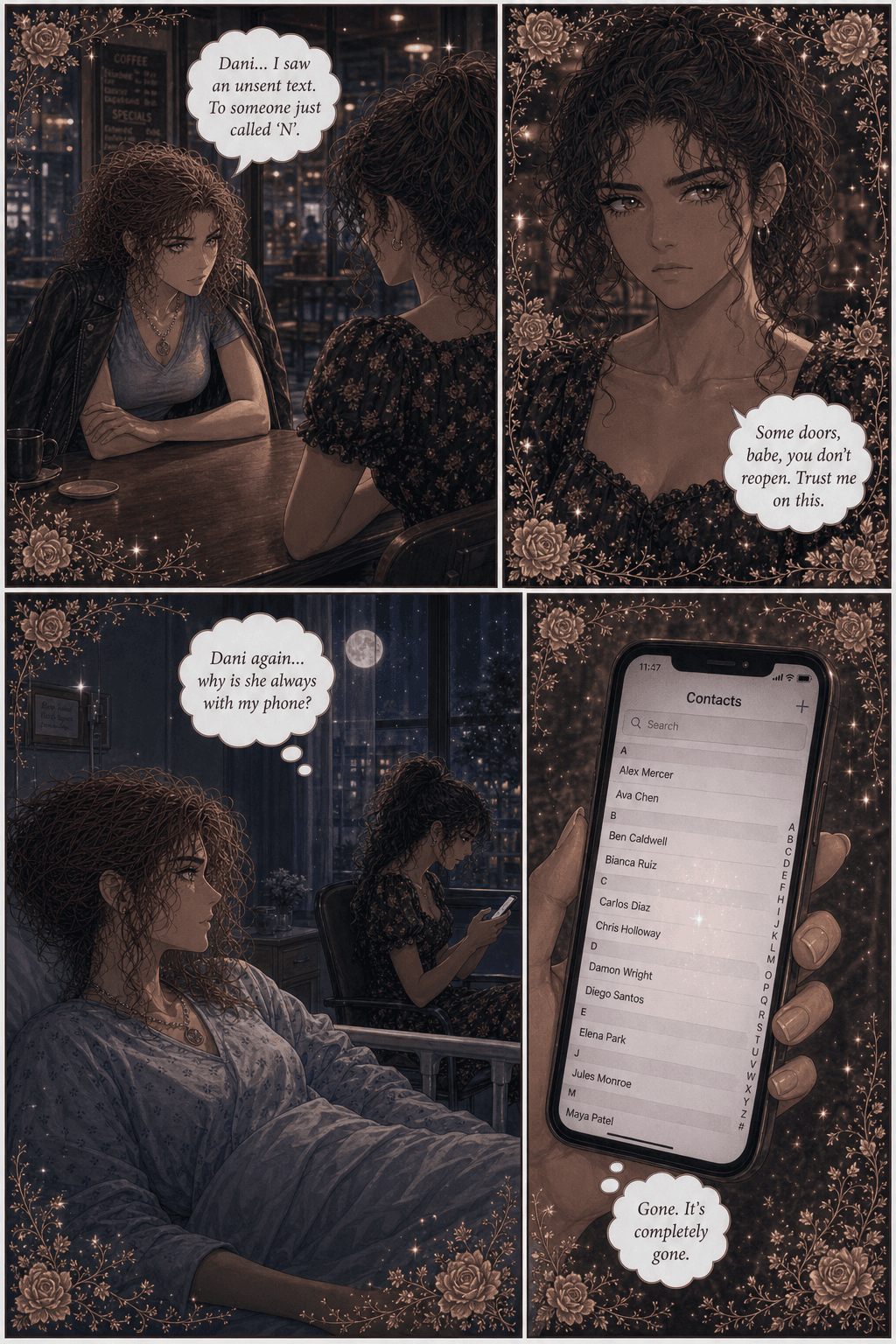 The Unsent Text, page 4 of 8, Love Triangle style
