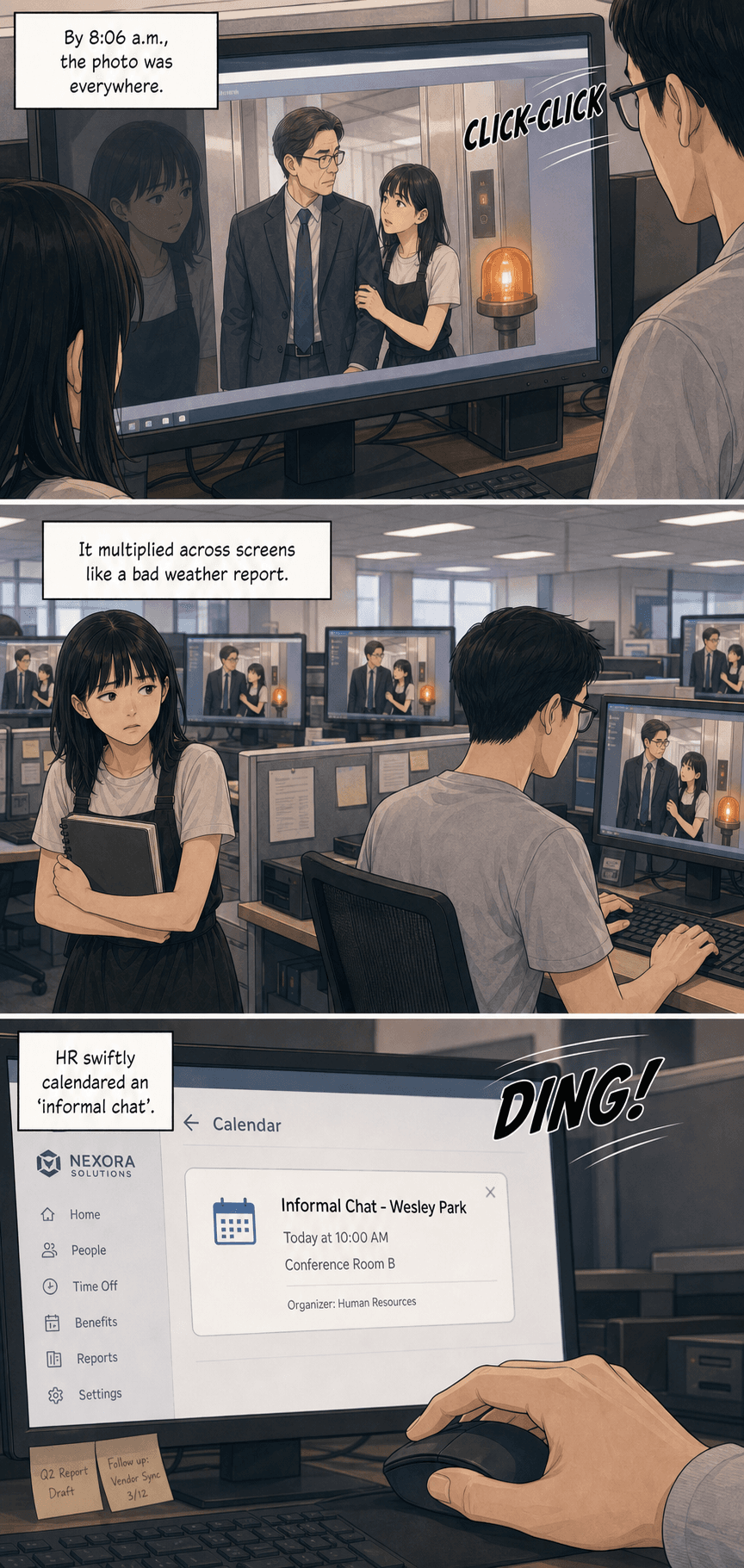 Working Order, page 1 of 9, Webtoon style