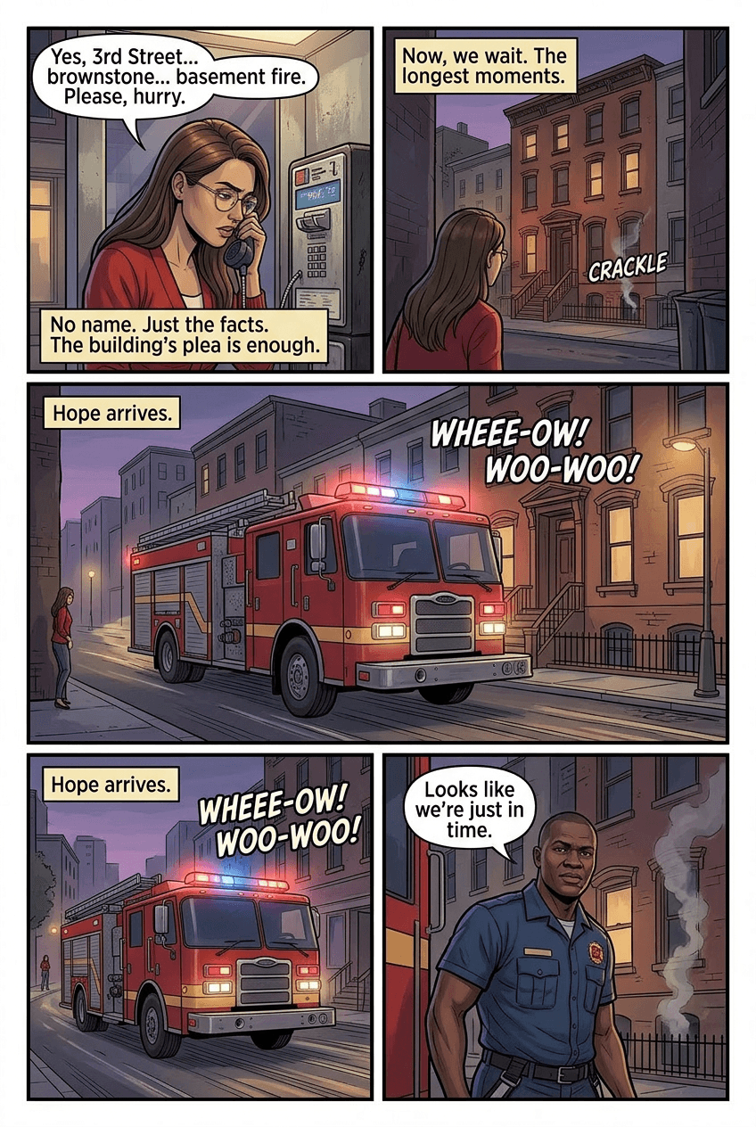 The Librarian Who Listened to Buildings, page 3 of 5, Graphic Novel style